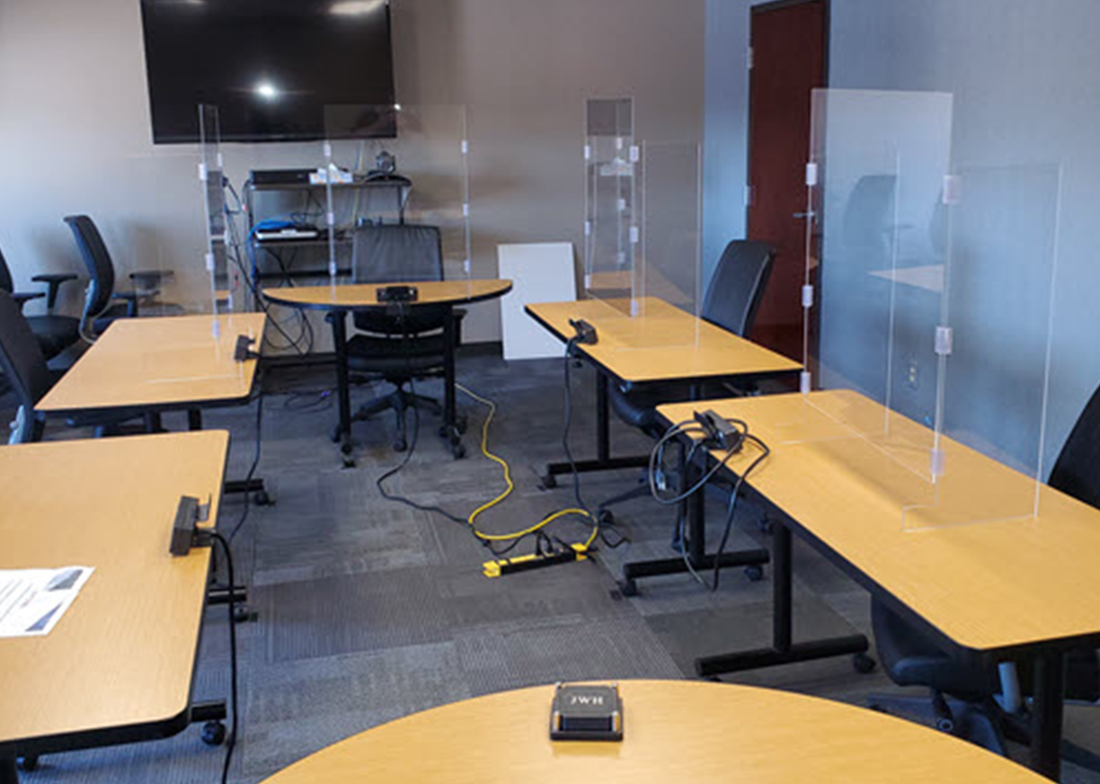 Socially distant meeting room at Jack W Hunt